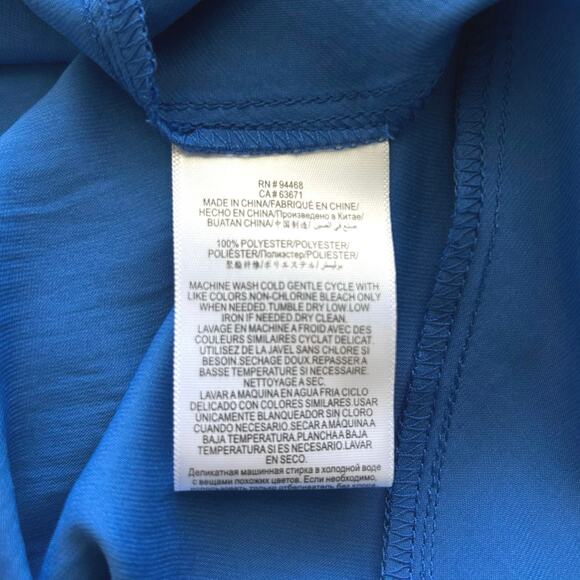 BCBG Satin Cowl Neck Halter Blouse Top in Olympian Blue - Picture 7 of 7